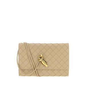 Bottega Veneta Women Beige Nappa Leather Andiamo Crossbody Bag